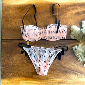 Carol Malony poodle bra set pink and black